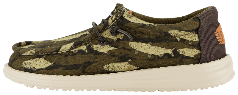 HEYDUDE Wally Y Fish Camo Canvas Shoes for Kids