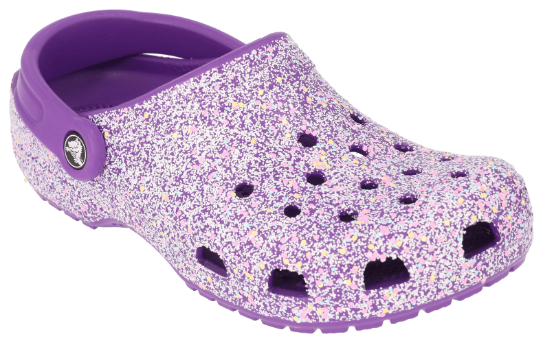 PINK CROCS Girls Little-big Kid Classic Glitter Clog