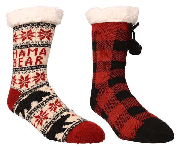 Natural Reflections Cozy Socks with Pom-Pom for Ladies 2-Pair Pack