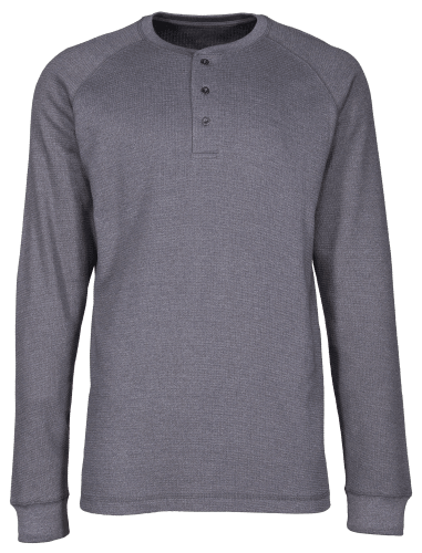 Mens Thermal Long Sleeve Henley - Charcoal Heather