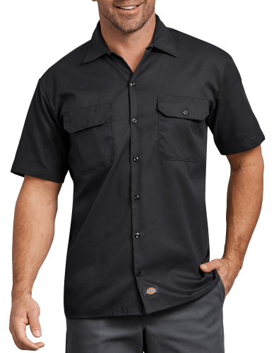 Dickies FLEX Relaxed-Fit Twill Short-Sleeve Work Shirt for Men