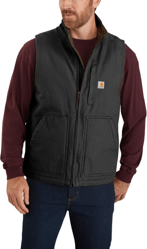 CARHARTT® Loose Fit Washed Duck Sherpa-Lined Mock-Neck Vest