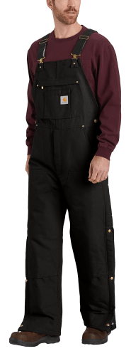 Carhartt Men's 105470 Factory 2nd Loose Fit Firm Duck Insulated Biberall Black 2XL- Short