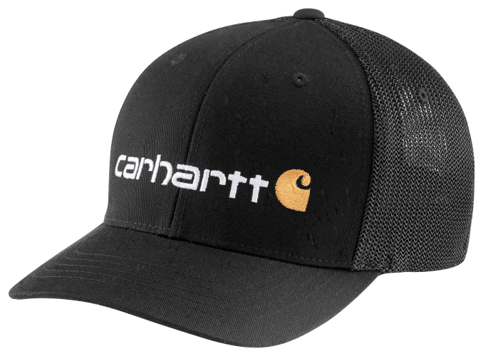 Carhartt Men's Rugged Flex Fitted Canvas Mesh-Back Logo Graphic Cap