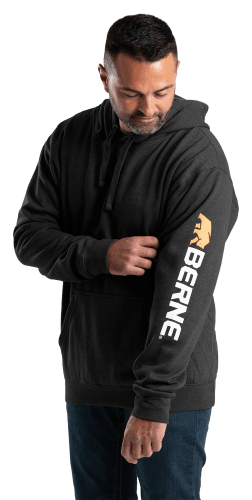 Berne Men's Signature Sleeve Hooded Pullover - Black