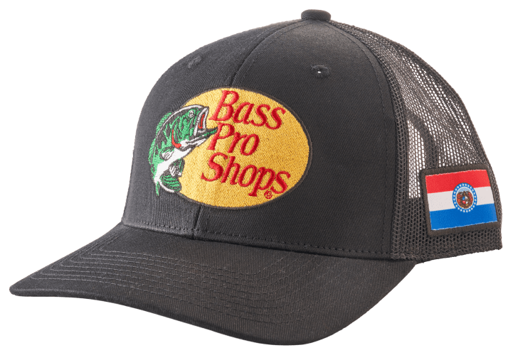 Bass Pro Shops Woodcut Logo and Missouri Flag Patch Snapback Cap