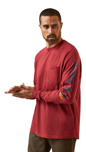 Red graphic long deals sleeve