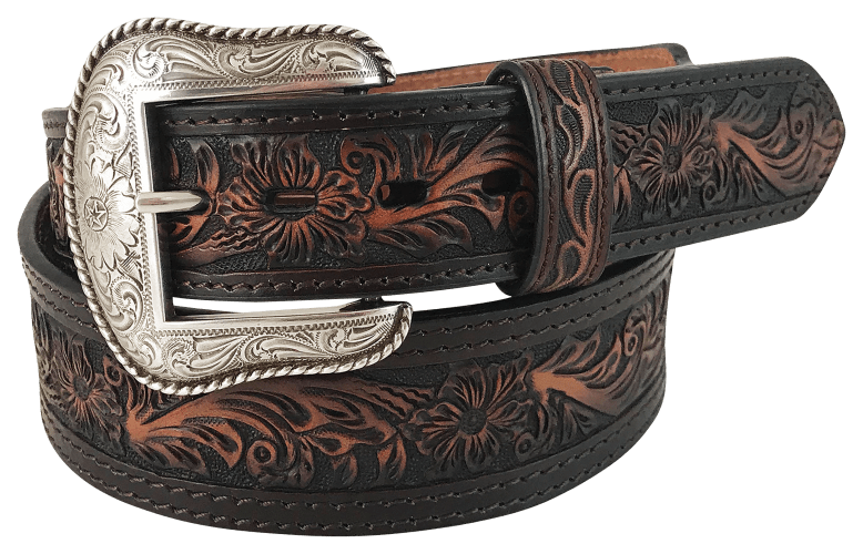 Tapered Floral Belt  Leather belt buckle, Leather belts men