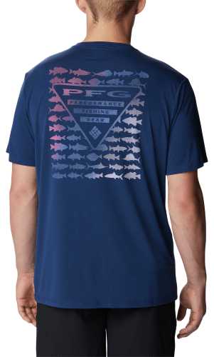 Columbia Men's PFG Triangle Fill Tech T-Shirt - M - Navy Blue