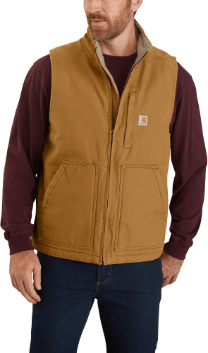 Carhartt Loose Fit Washed Duck Sherpa Lined Mock Neck Vest for Men