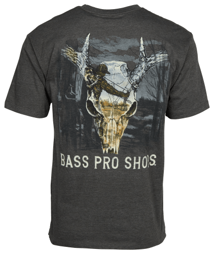 Bass Pro Shops Buck Skull Wildlife Graphic Short-Sleeve T-Shirt for Men - Charcoal Heather - S
