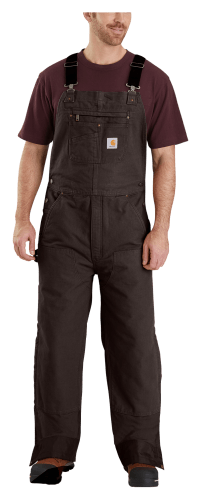 Carhartt Men's Black Quilt Lined Duck Zip-to-Thigh Bib Overalls