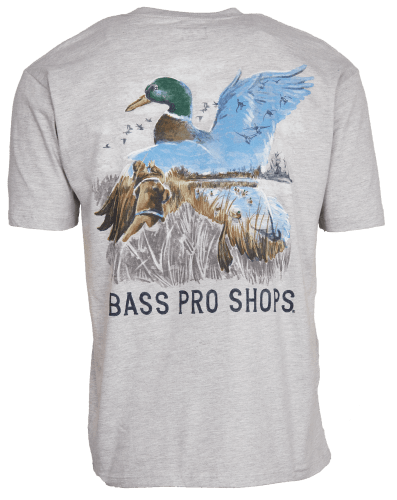 Bass Pro Shops Duck Wildlife Graphic Short-Sleeve T-Shirt for Men - Heather Gray - 2XL