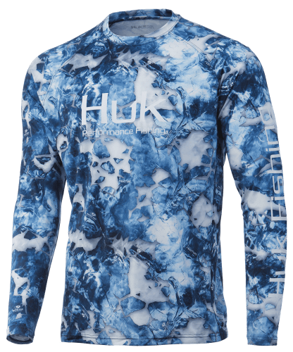 Huk Men's Vented Mossy Oak Fracture Pursuit Long Sleeve Shirt, Medium, Mossy Oak Barracuda