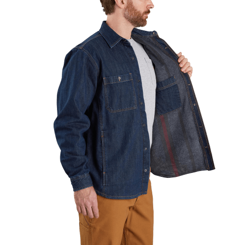 Carhartt fleece lined denim shirt discount