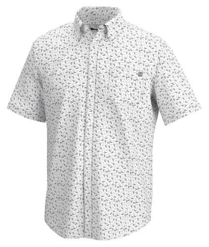 Huk Men's Tide Point Pattern Short Sleeve Shirt, Fishing Button Down
