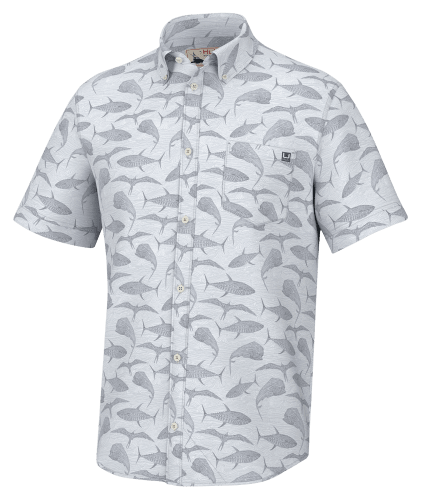 Huk Off Shore Etch Kona Short-Sleeve Button-Down Shirt for Men