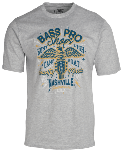 Bass Pro Shops Nashville Vintage Label Short-Sleeve T-Shirt for Men - Heather Gray - M