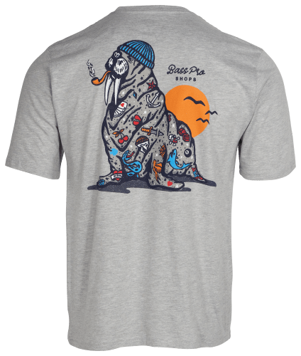 Bass Pro Shops Fish Flag Short-Sleeve T-Shirt for Men - NV/Heather Gray - M