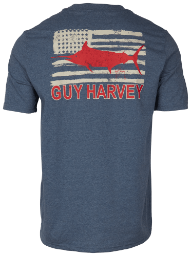 Guy Harvey Americana Fish Short-Sleeve T-Shirt for Men - Heather Navy - XL