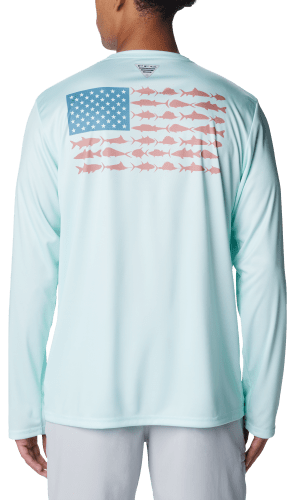 Columbia red white and blue fish shirt sale