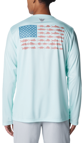 Columbia Men's Terminal Tackle PFG Fish Flag Long Sleeve Shirt - Red Spark