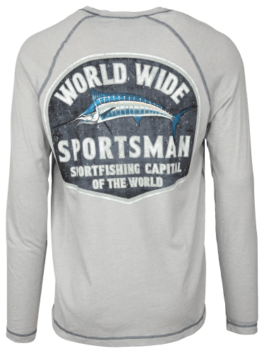 World Wide Sportsman Vintage Sportfishing Capital Long-Sleeve Crew-Neck T-Shirt for Men - Light Gray - XL