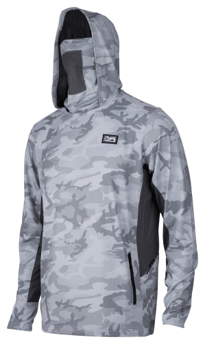 Pelagic Exo-Tech 2.0 Light Grey Hooded Fishing Long-Sleeve Shirt for Men