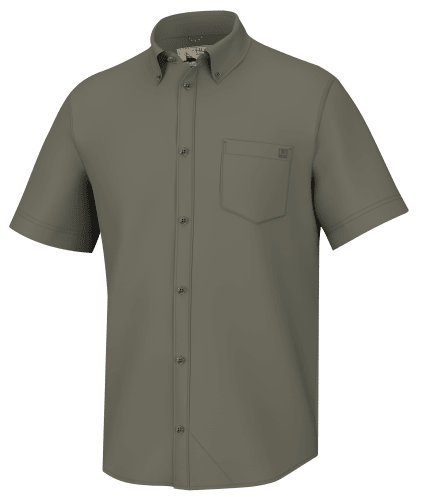 Huk Kona Solid Short-Sleeve Button-Down Shirt for Men - Quiet Harbor - L