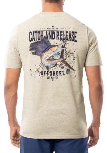 OFFSHORE ANGLER Shirt Mens S BASS PRO SHOPS Marlin Fishing Cotton Blend  Gray