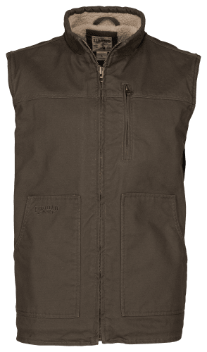 Rafters C Mens Large Brown Lined Zip Snap Quilted Western Canvas Vest  Pockets