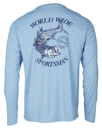 World Wide Sportsman Sublimated Casting Long-Sleeve Shirt for Kids - Teal - S