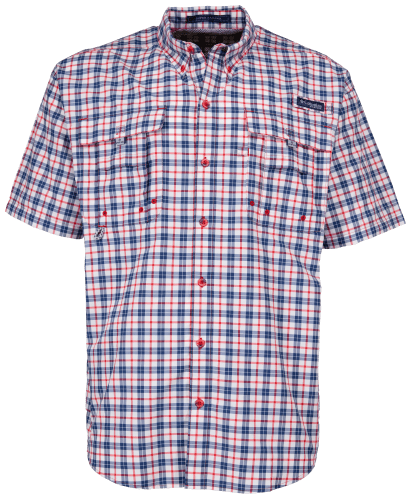 Columbia Mens PFG Salute Short Sleeve T-Shirt Blue, Red, White Medium