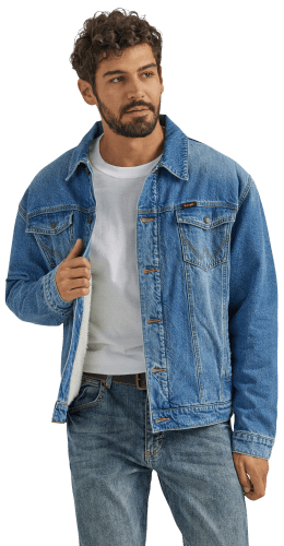 Sherpa lined denim jacket for men hotsell