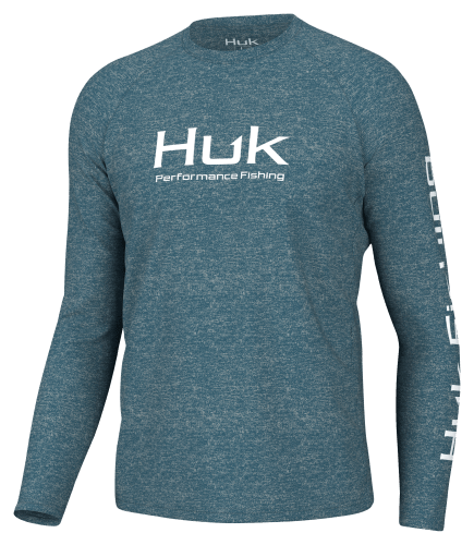 Huk Pursuit Heather Long Sleeve Shirt - Men's Heather Moss L
