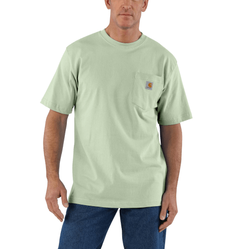 Carhartt Men's Medium Regular Powder Blue Nep Heavyweight Short Sleeve Pocket T-Shirt, Loose Fit