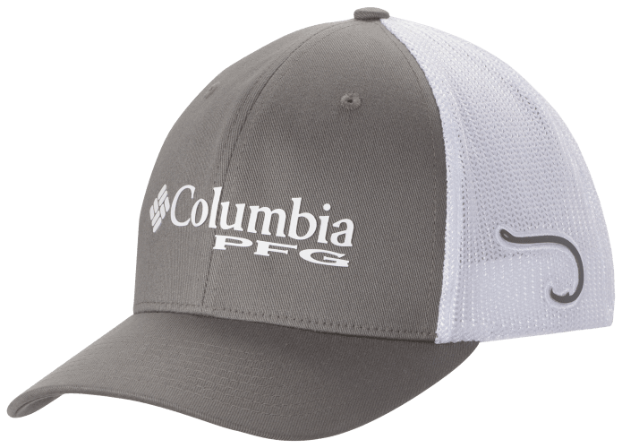 Columbia, Accessories, Columbia Pfg Hat Cap Flex Fit Large Grey Mesh Fishing  Fish American Flag