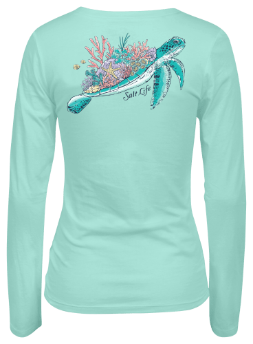 Salt Life Turtle Reef Long-Sleeve V-Neck Shirt for Ladies