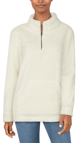 Natural Reflections Sherpa Quarter Zip Long Sleeve Pullover for