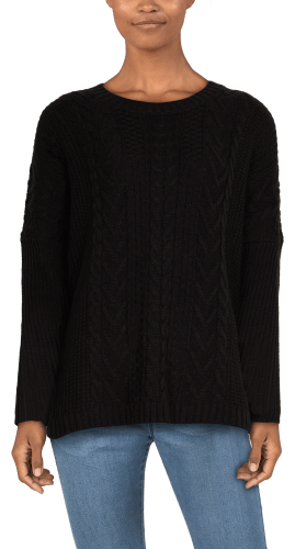Ladies black cable knit jumper top