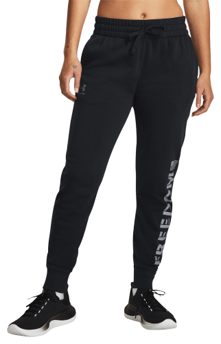 Womens Under Armour Rival Fleece Sportstyle Graphic Pant Black Sz