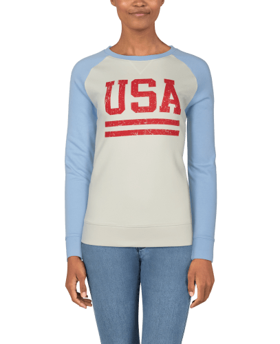 Natural Reflections USA Crew Neck Long Sleeve Sweatshirt for Ladies
