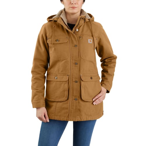 Carhartt Loose-Fit Weathered Washed Duck Coat for Ladies | Bass
