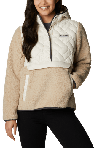 NEW! COLUMBIA Woman Lodge Sherpa Pullover Snap Fleece w/Pockets