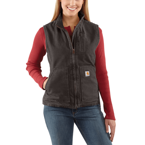 Carhartt Washed Duck Sherpa-Lined Mock-Neck Relaxed-Fit Vest for Ladies