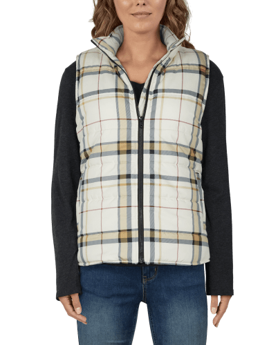 Womens plaid puffer vest store
