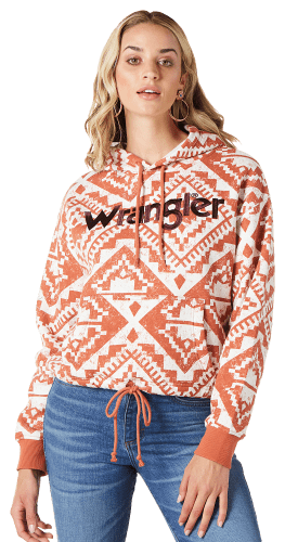 Wrangler Retro Logo Cropped Long Sleeve Hoodie for Ladies Bass