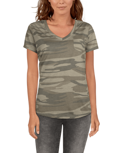 Momme and More Womens Green Camo V-Neck Camouflage Top | S/m/l/xl