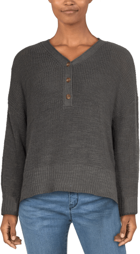 Natural Reflections Henley Long Sleeve Sweater for Ladies