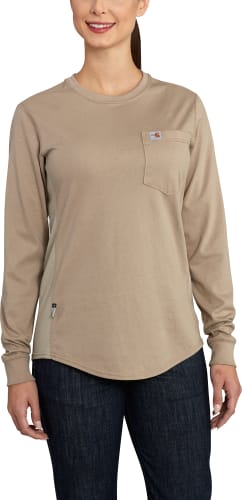 Carhartt Men's Flame-Resistant Force Cotton Long Sleeve T-Shirt, Light Gray